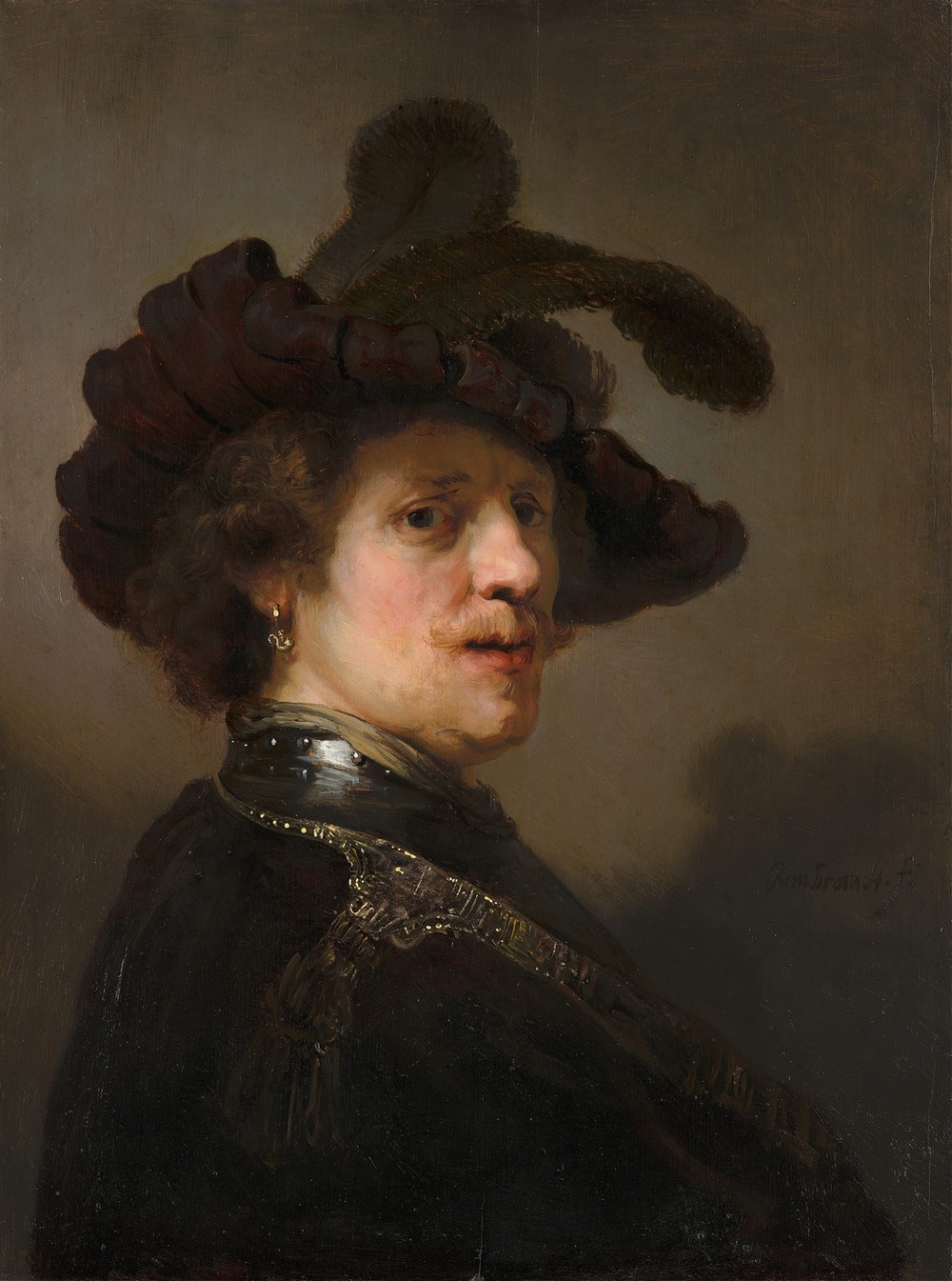 ‘Tronie’ of a Man with a Feathered Beret (c. 1635 - 1640)
