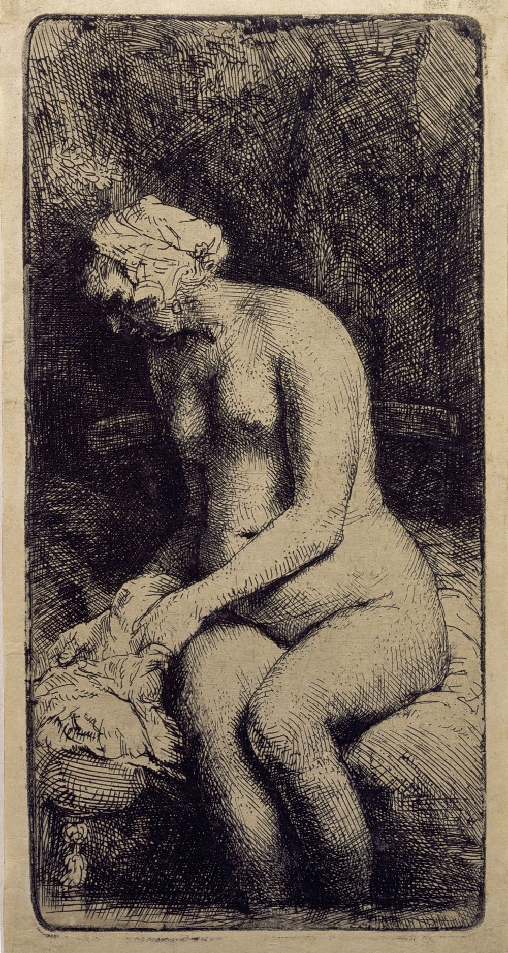 A Woman Bathing Her Feet at a Brook
