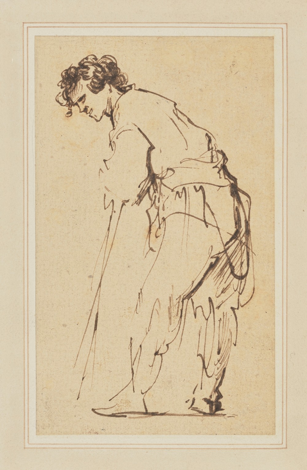 Young Man Leaning on a Stick