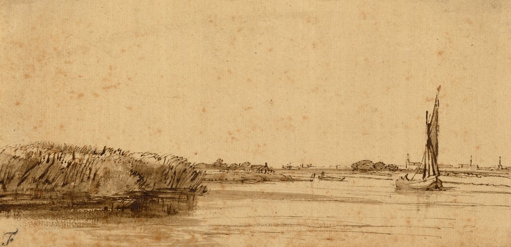 A Sailing Boat on a Wide Expanse of Water