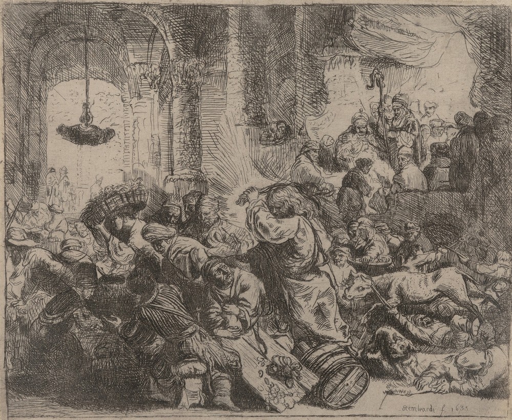 Christ driving the money changers from the temple