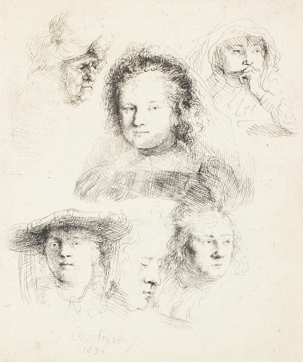 Studies of the Head of Saskia and Others