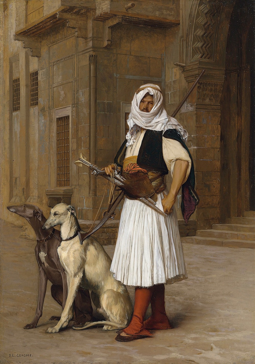 Arnaut and two Whippets