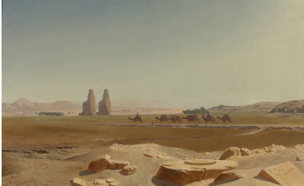 Caravan Passing The Colossi Of Memnon, Thebes