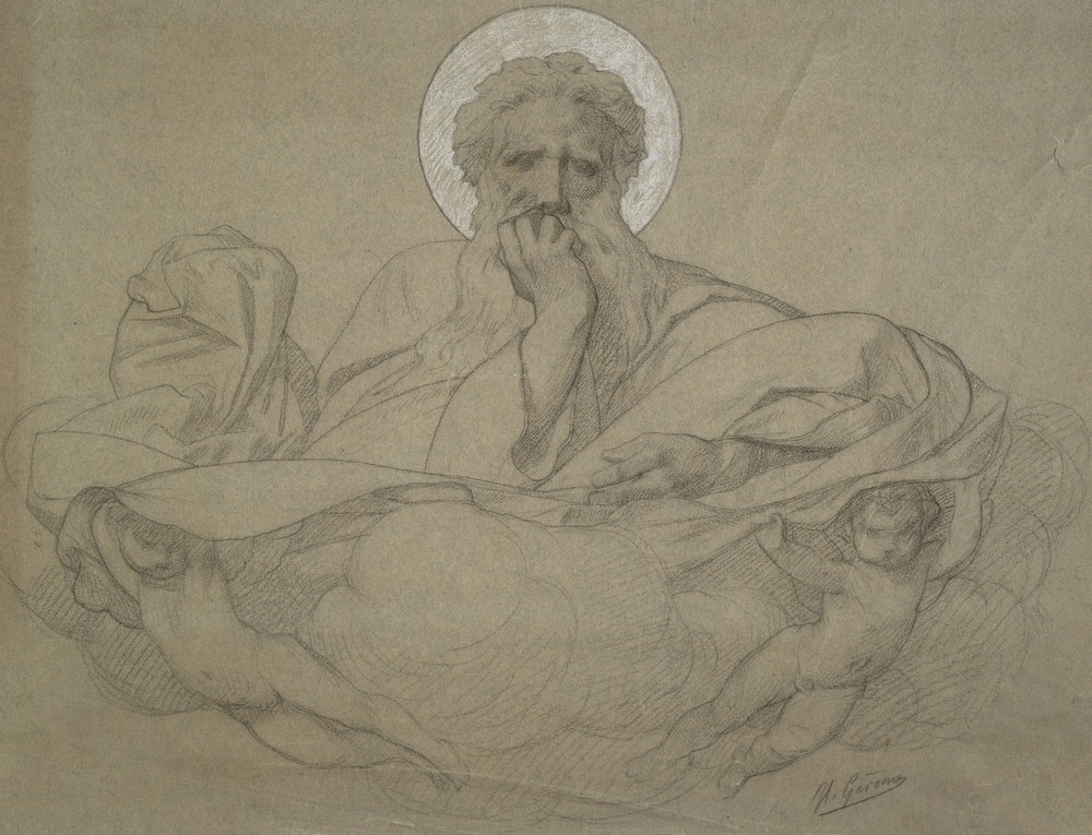 God the Father Supported by Angels, study for the ceiling panel decorating the railway carriage of Pope Pius IX