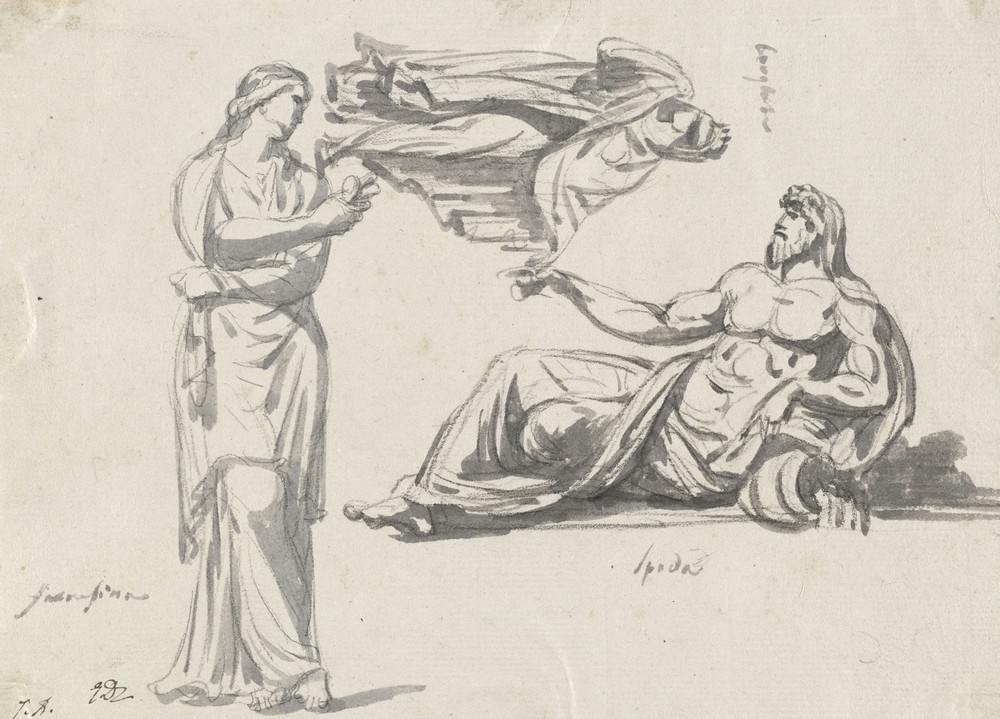 A River God and Two Classical Sculptures (1775-80)