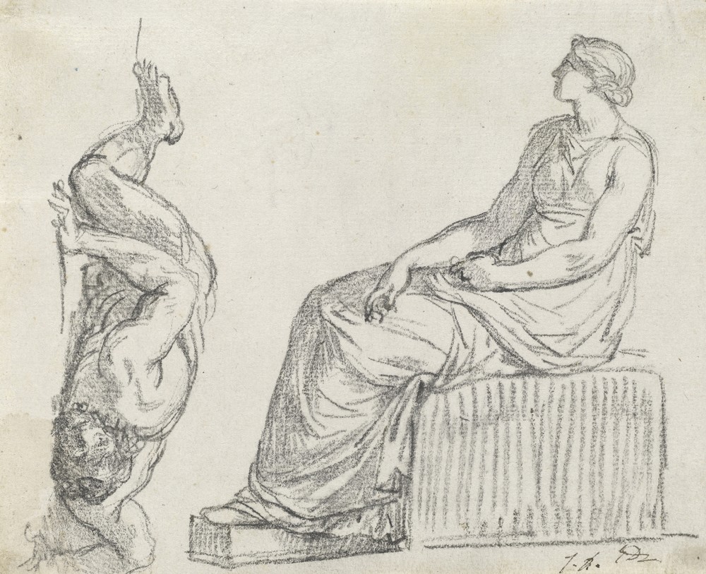 Seated Woman and Man Sprawling on the Ground (1775-80)