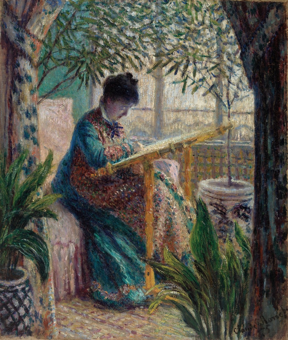 Madame Monet Embroidering (Camille au métier)