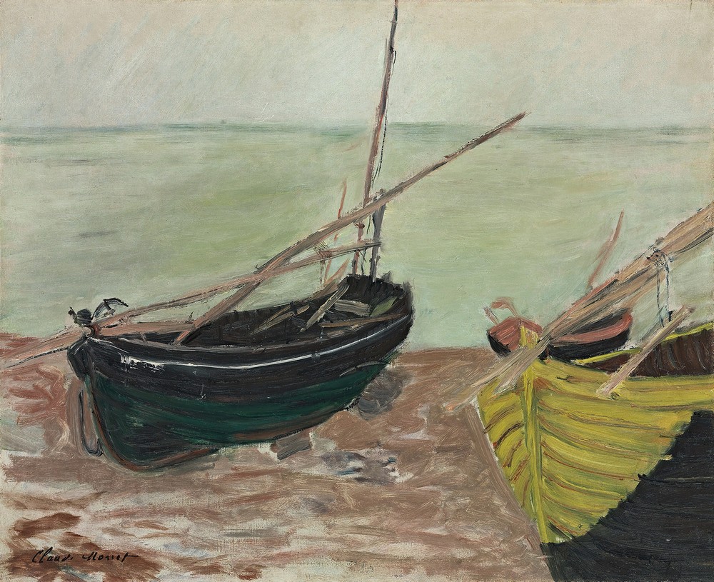 Étude de bateaux sur la plage d’Étretat