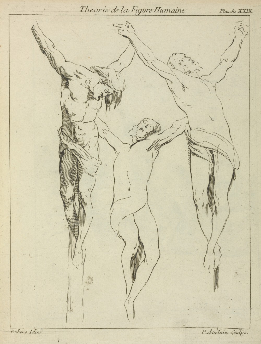 Three studies of crucified figures