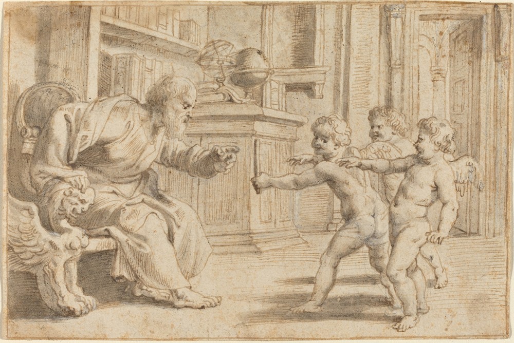 Putti Testing a Man’s Perception of Depth (c. 1613)