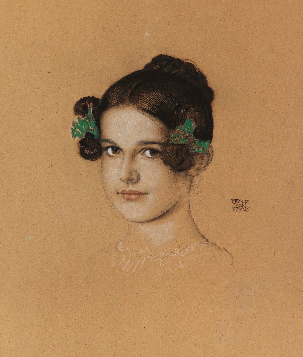 Bildnis der Tochter Mary mit grünen Schleifen (Ca. 1913)