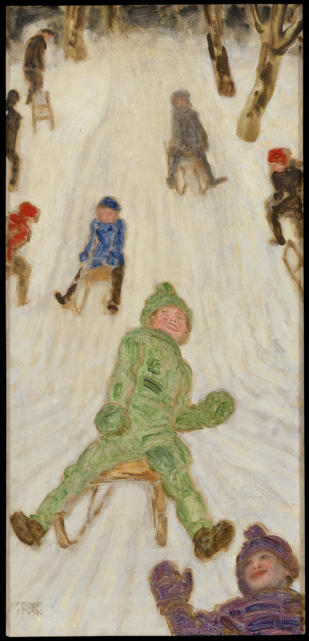 Schlittenfahrt ; Rodelnde Kinder (ca 1926)
