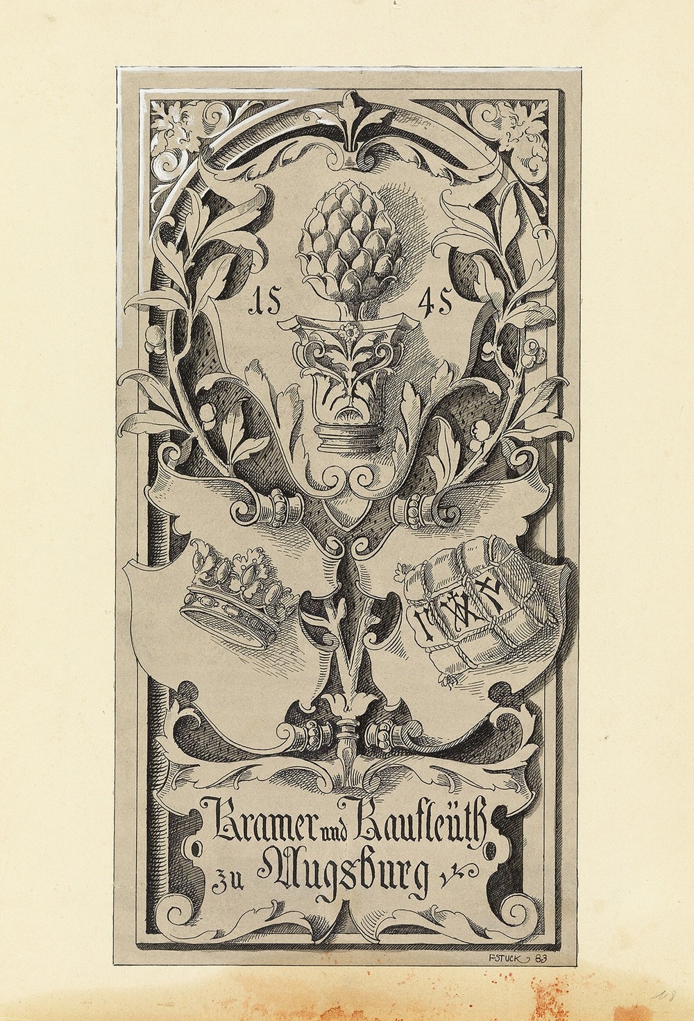Kramer und Kaufleuth zu Augsburg, Vorlagenzeichnung für ‘Allegorien und Embleme’