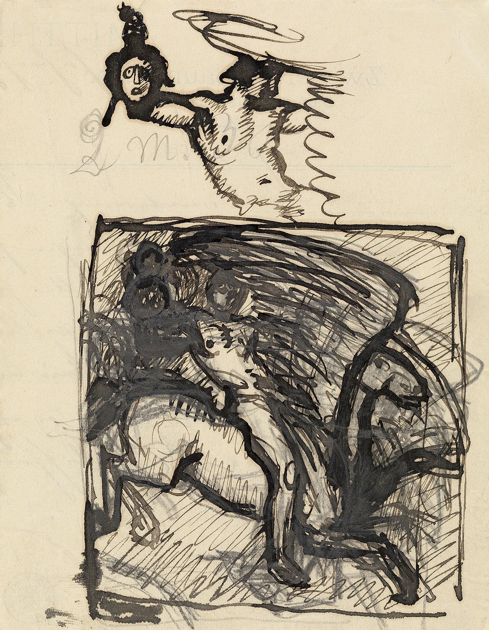 Kompositionsskizze zu einem Reiter (ca 1898)