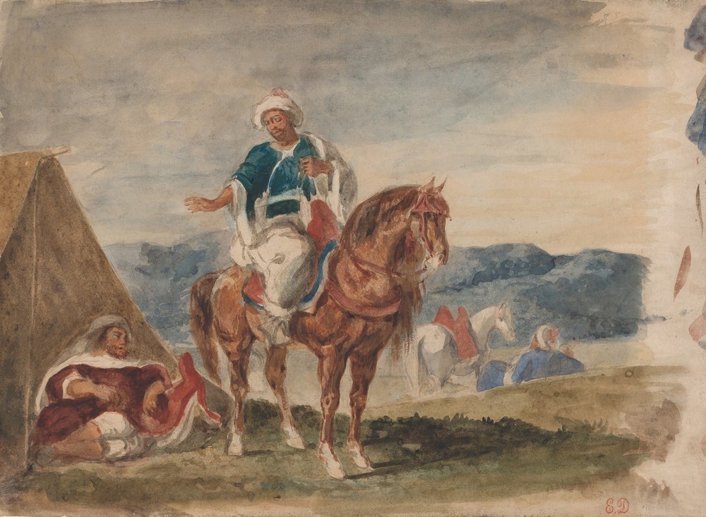 Three Arab Horsemen at an Encampment (1832–37)