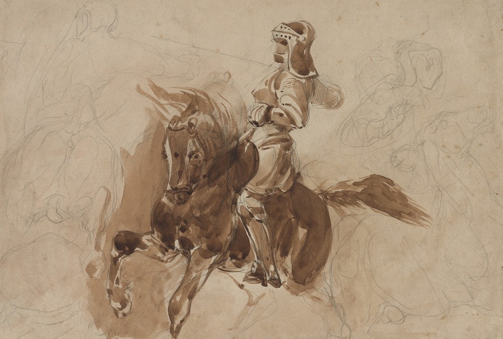 Armored Figure on Horseback (recto) (c. 1828)