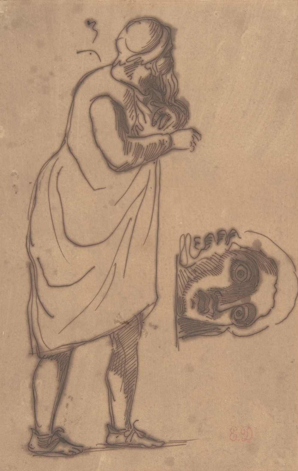A Bearded Man, Standing, and a Classical Head (1815–63)