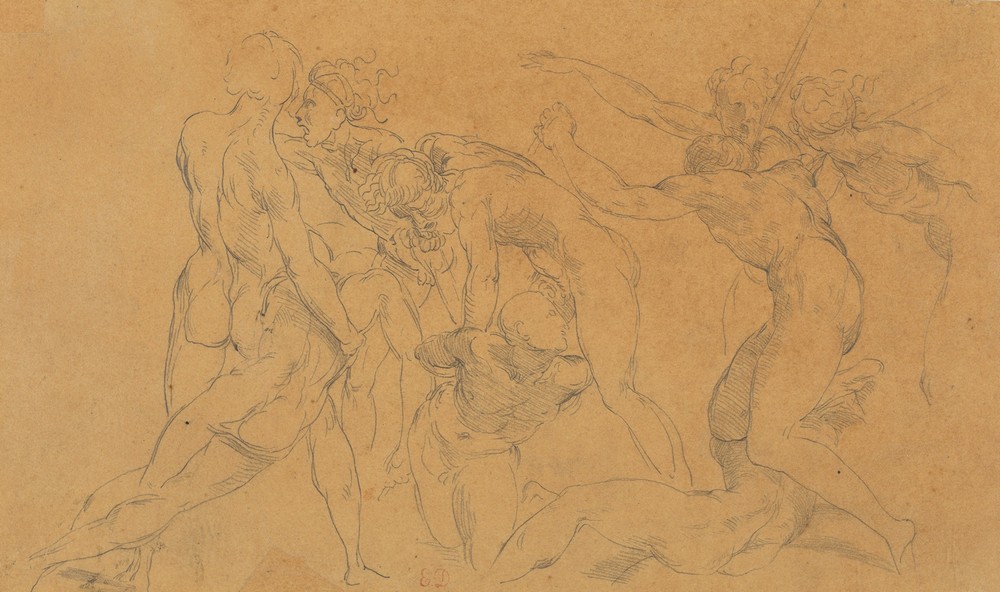 Battle Scene with a Prisoner Being Bound, after Raphael (ca. 1823)