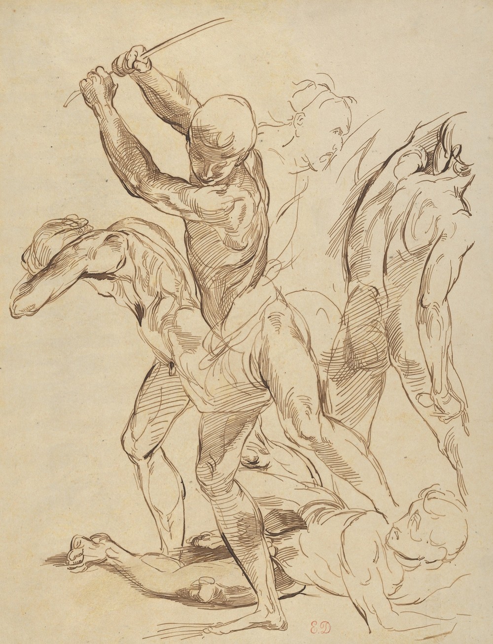 Combat of Nude Men, after Raphael (ca. 1823)