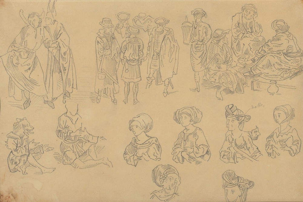 Figures in Medieval Costume (Tracings from the ‘Nuremberg Chronicle’) (ca. 1822–30)