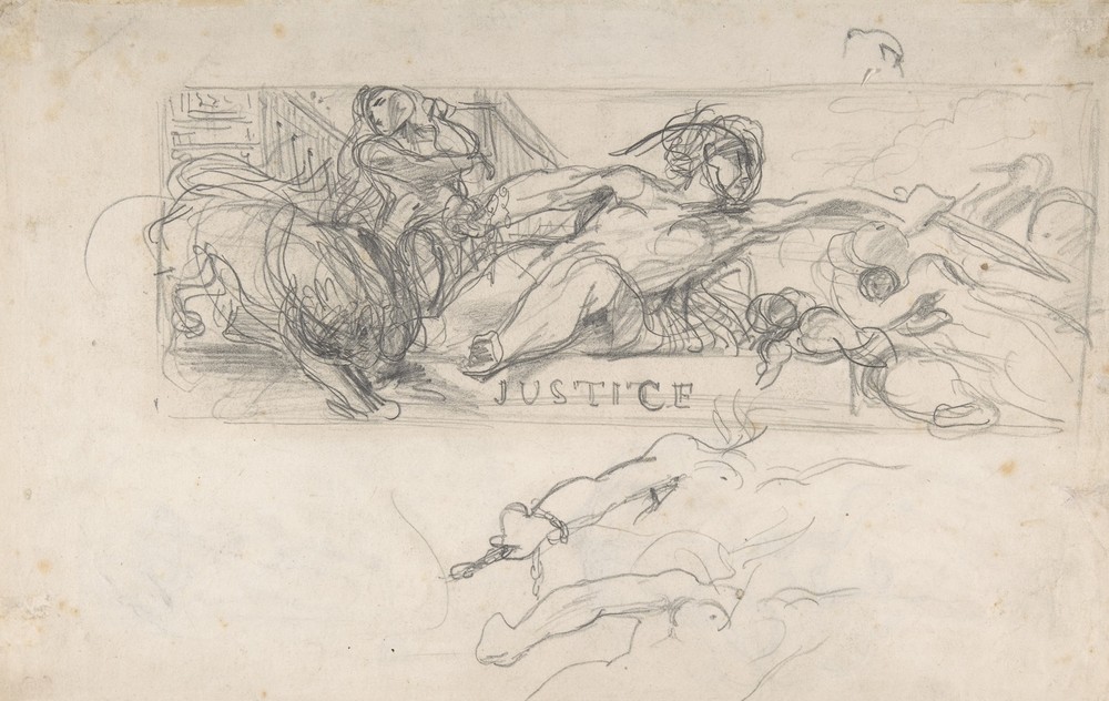 Studies of allegorical figures, and architectural sketches