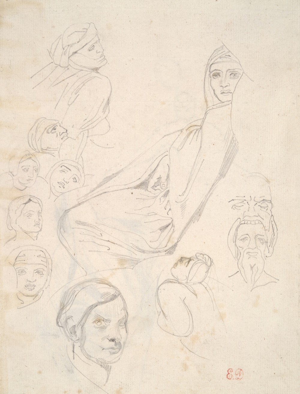 Sheet of North African Pencil Studies (ca. 1832)