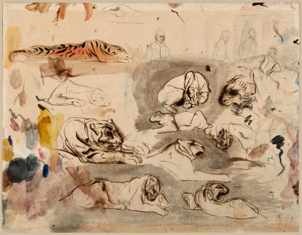 Sketches of Tigers and Men in 16th Century Costume (1828–29)