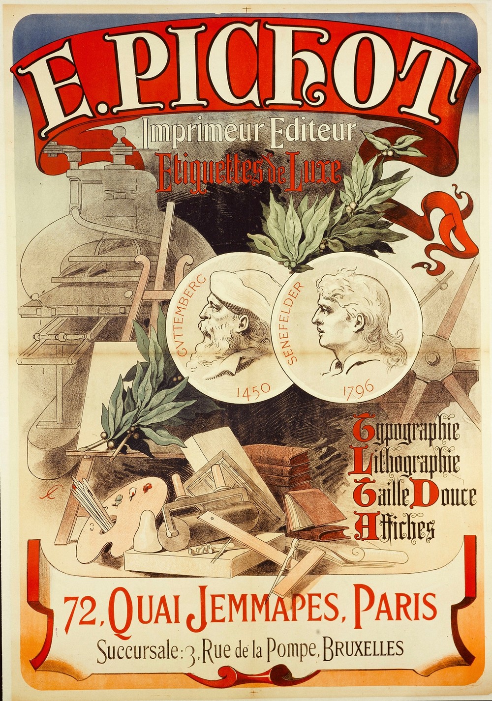E.PICHOT Imprimeur Editeur, Etiquettes de Luxe, Typographie (,1884)