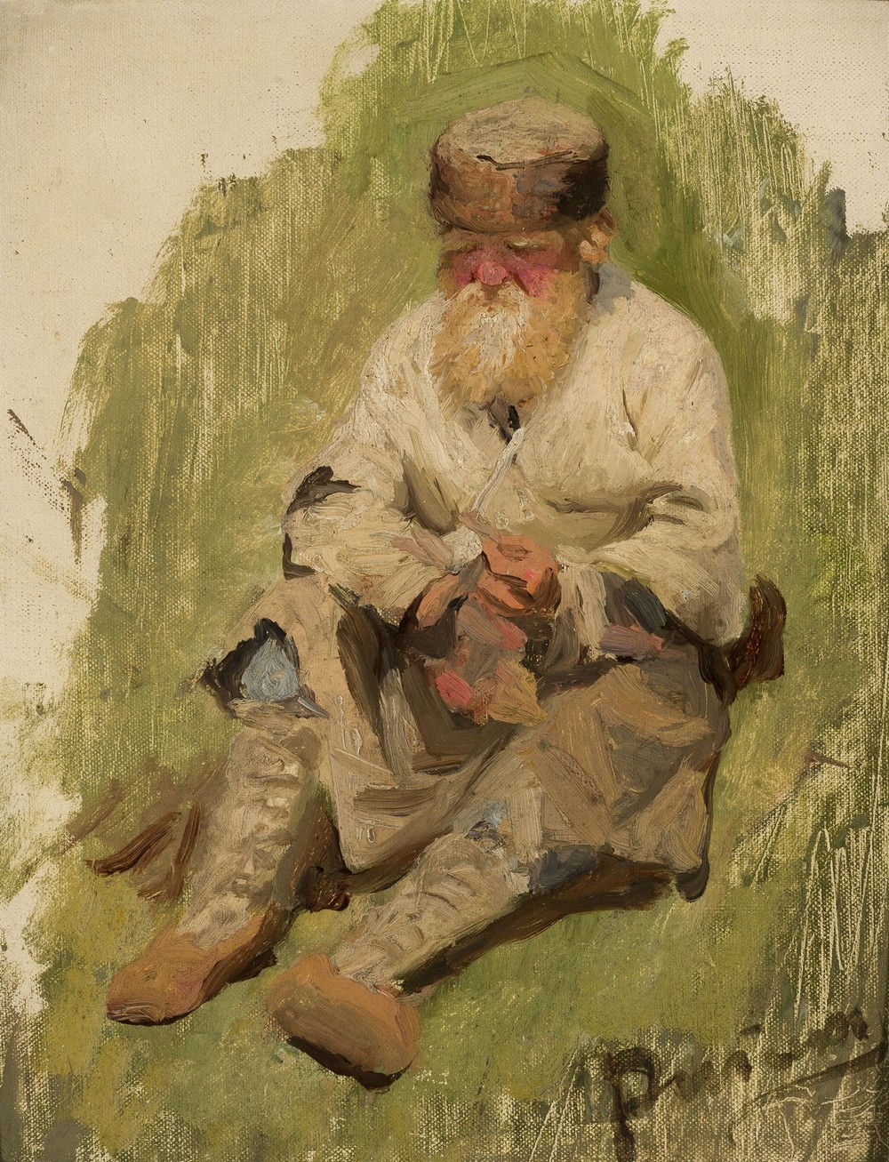 Study of a peasant on the grass