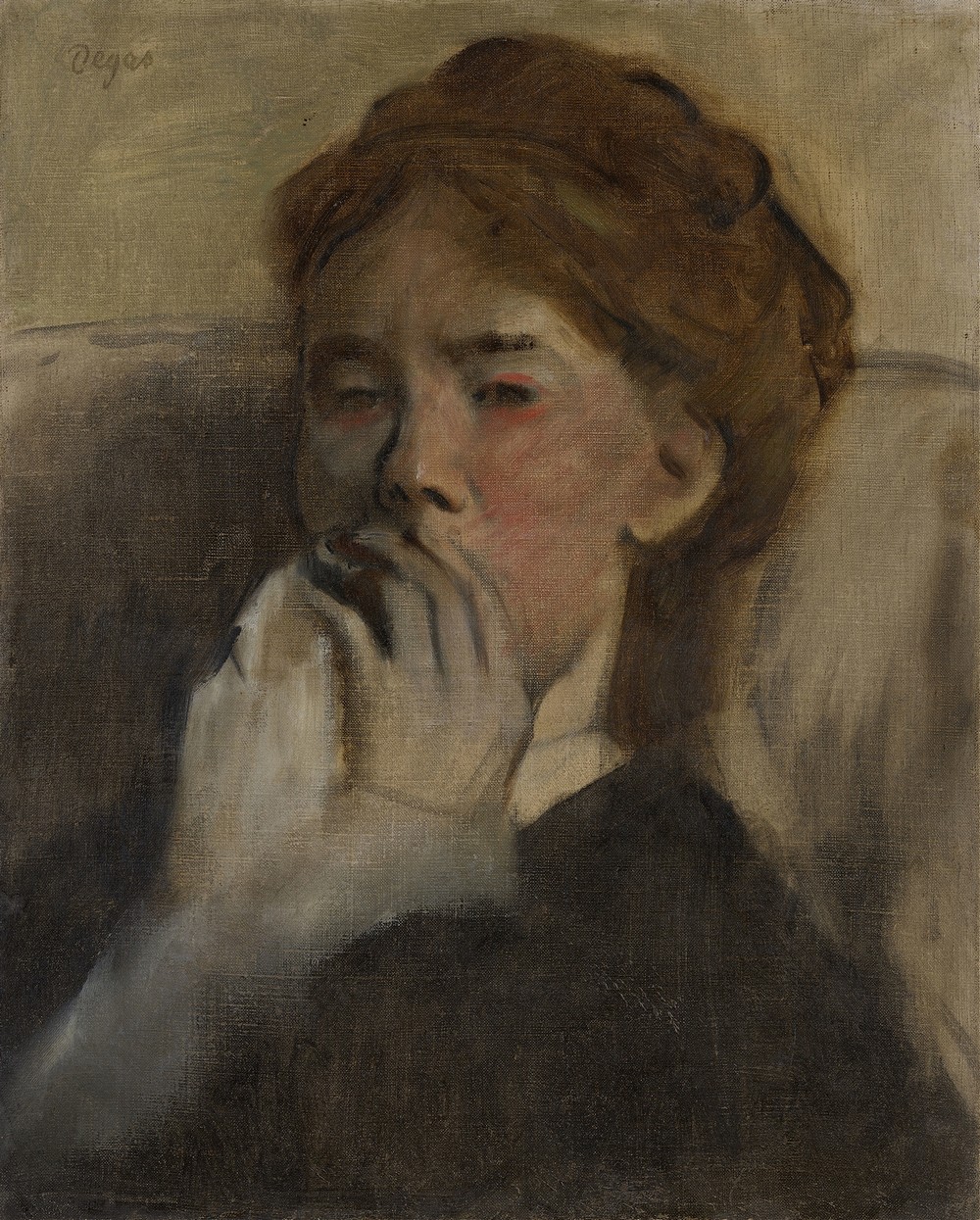 Young Woman with Her Hand over Her Mouth (ca. 1875)