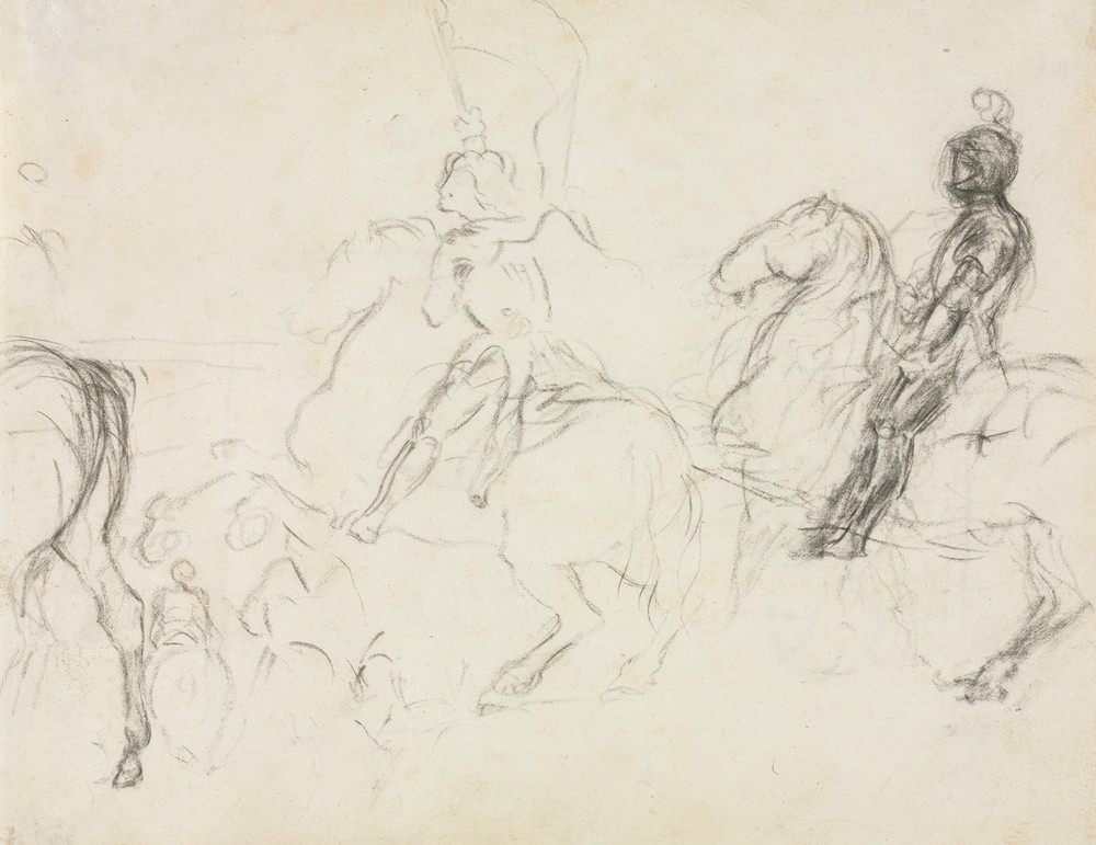 Battle Scene with Armored Figures on Horseback (1856-60)