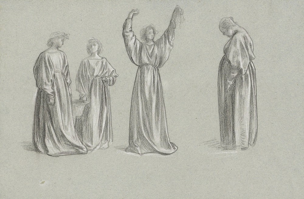 A sheet of studies for ‘Romola’; Monna Brigida’s conversion
