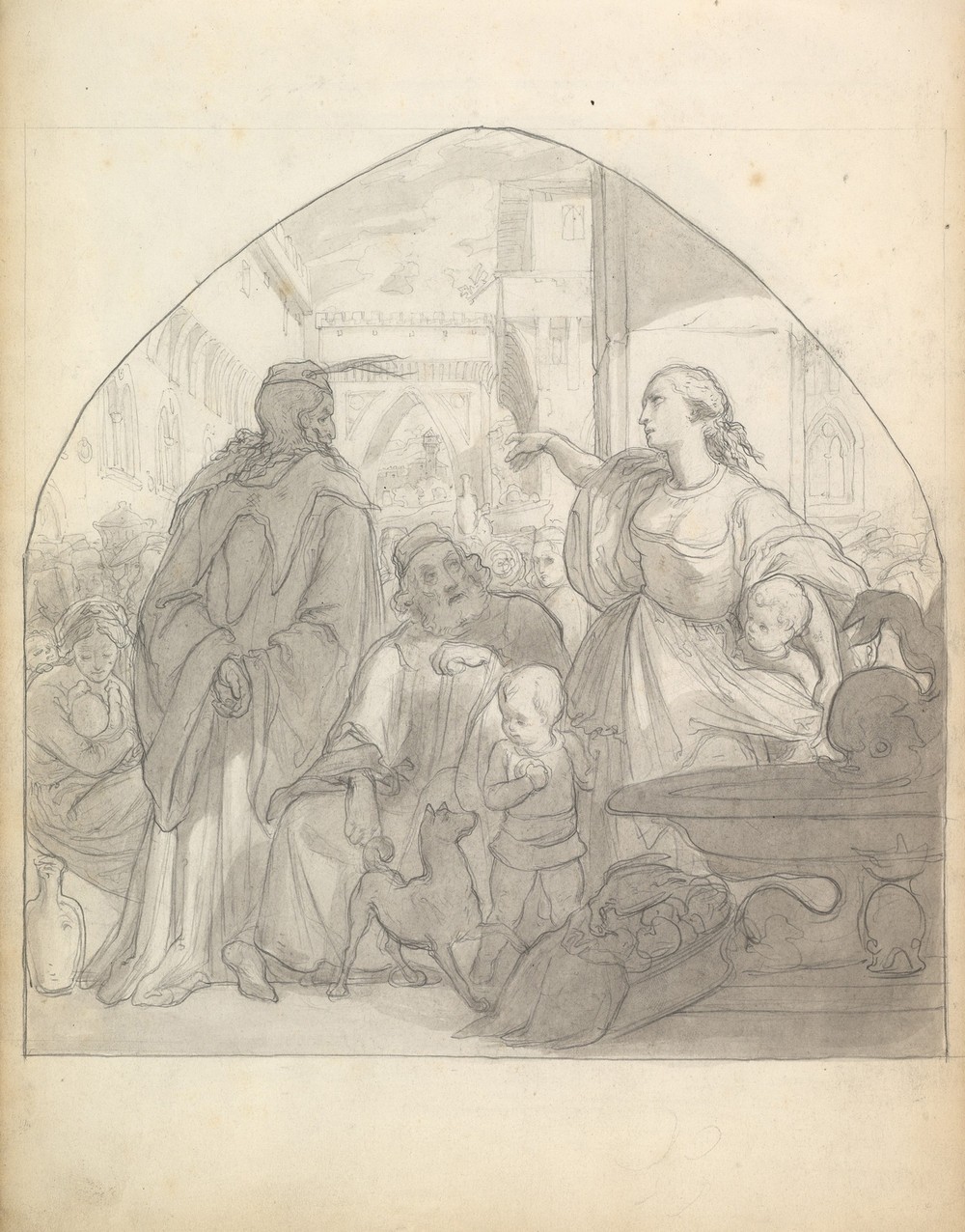 Scene in an Italian City with Figures Near a Fountain (ca. 1849)
