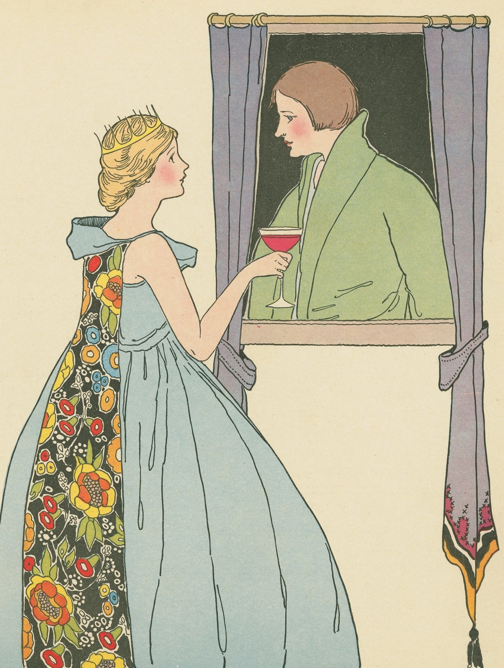 The princess offered the soldier a goblet of wine.