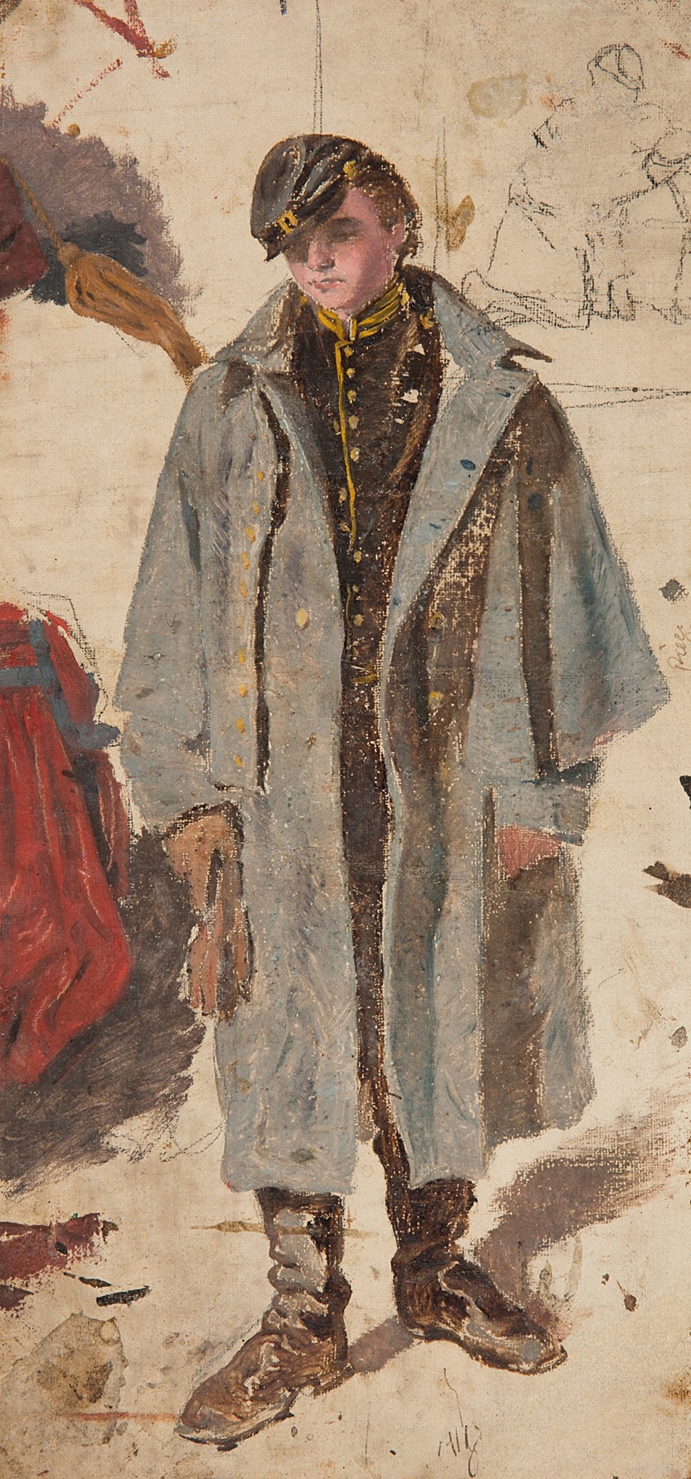 Young Soldier, Sketch of a Soldier Giving Water to a Wounded Companion (ca 1864)