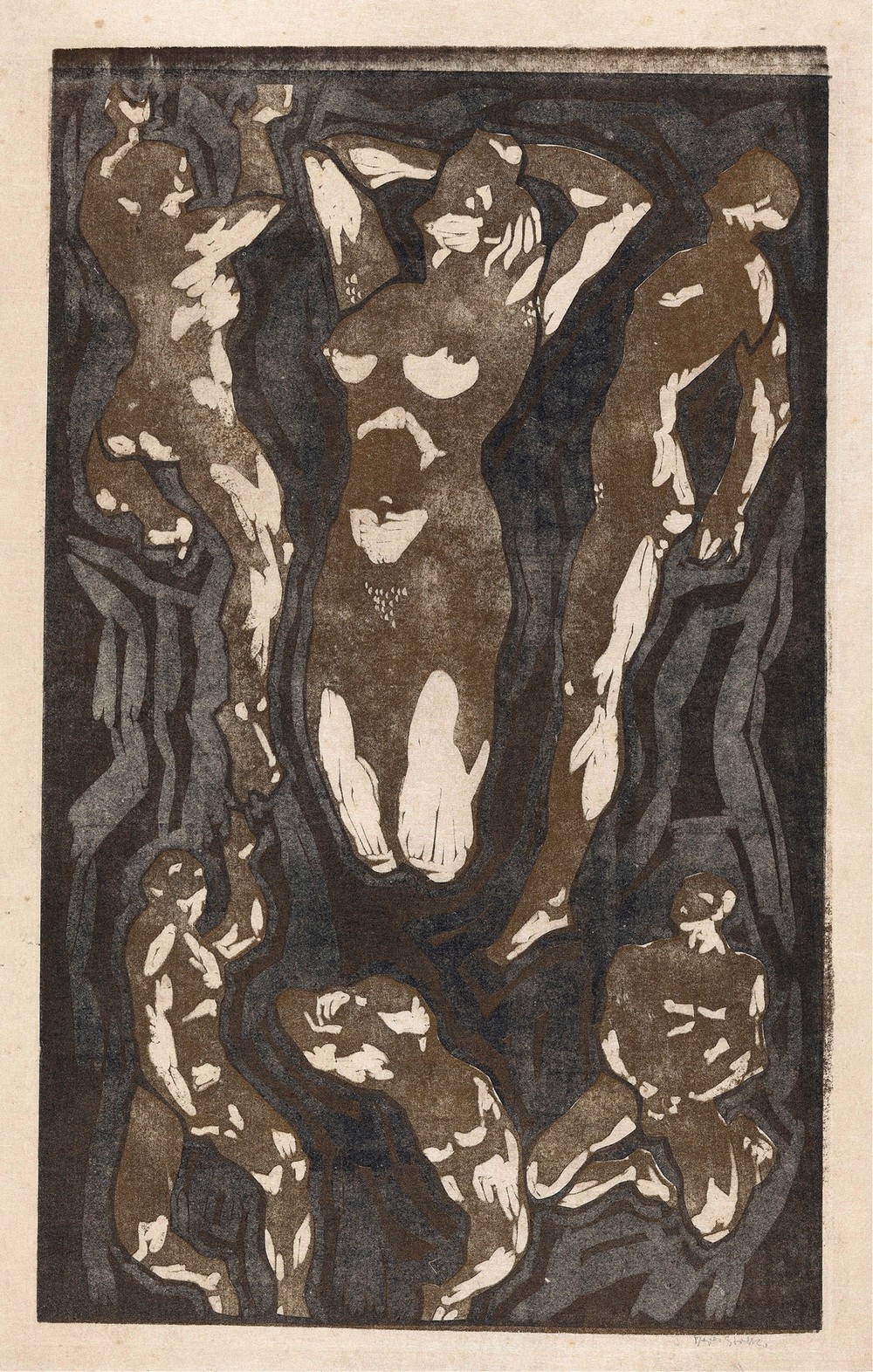 Composition with six human figures