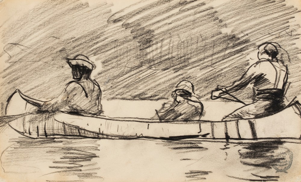Canoe with Three Men