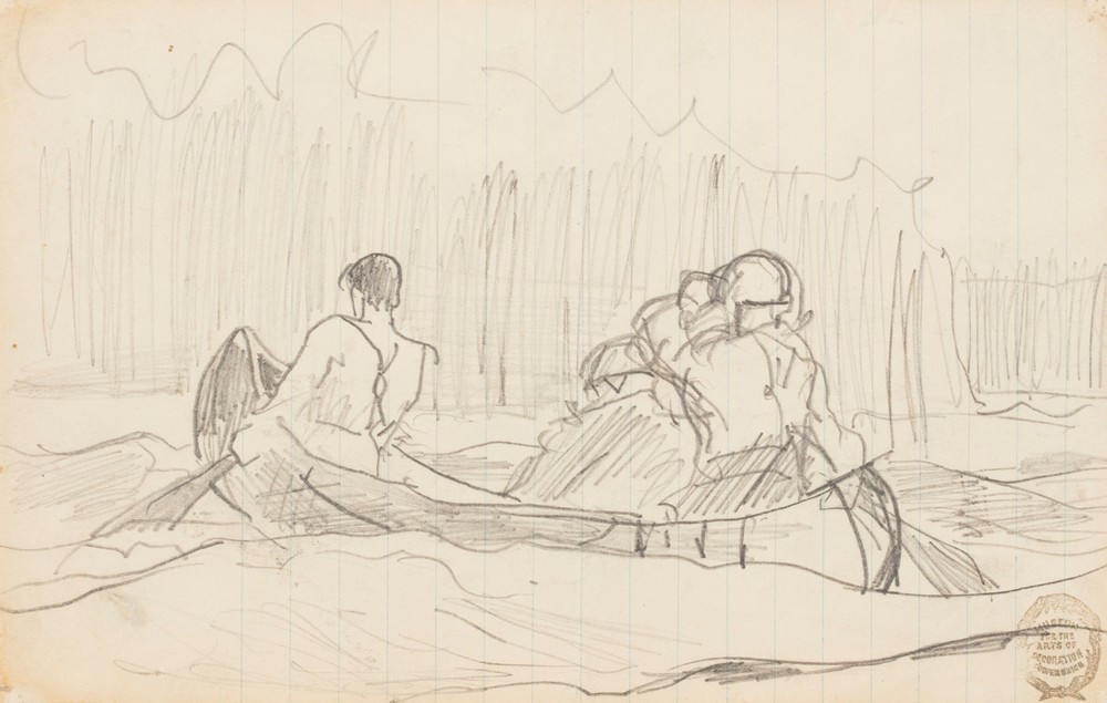 Canoe with Three Men