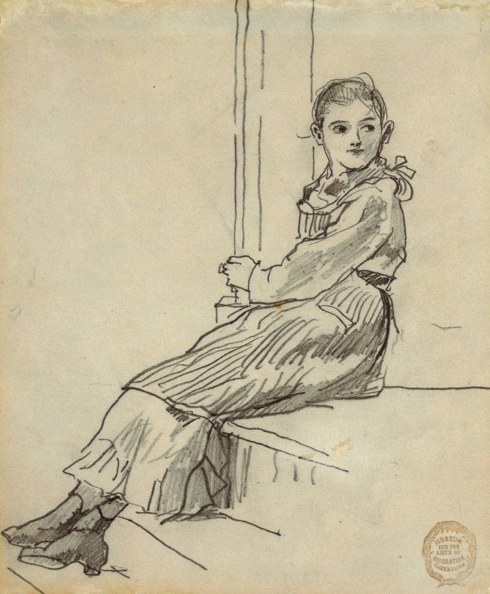 Girl Seated on a Porch Step