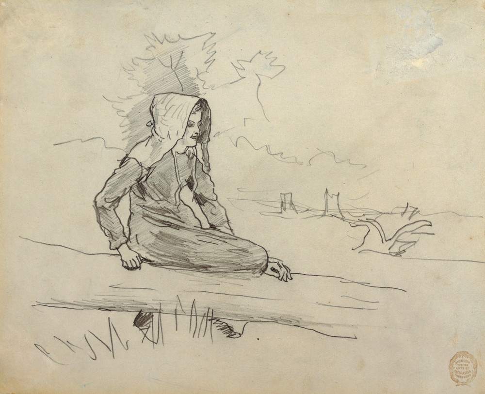 Girl Seated on a Tree Trunk