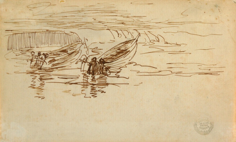 Two Dories Being Launched, England