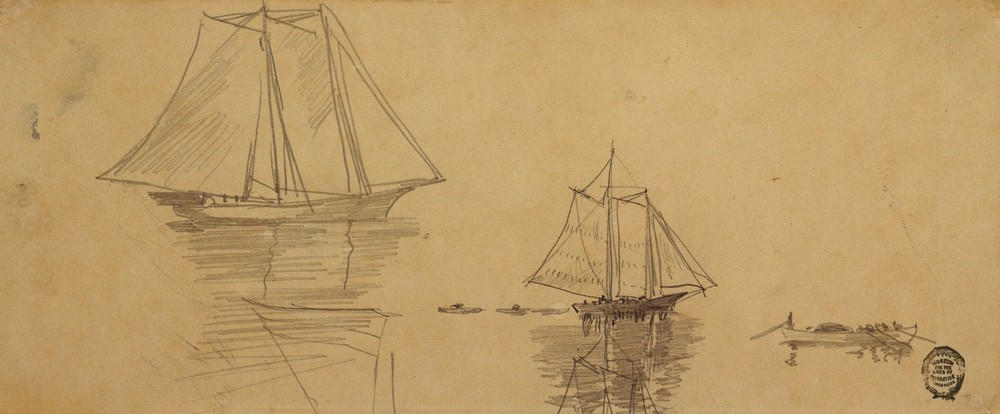 Two Schooners and Dories (ca 1880)