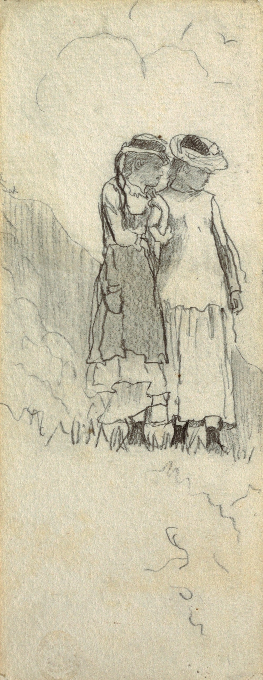 Two Young Girls in a Field