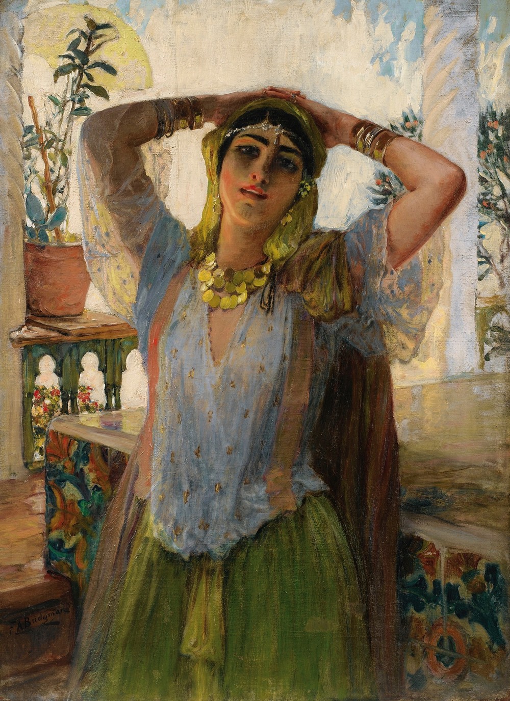 Young Oriental Woman On a Terrace (1880s)