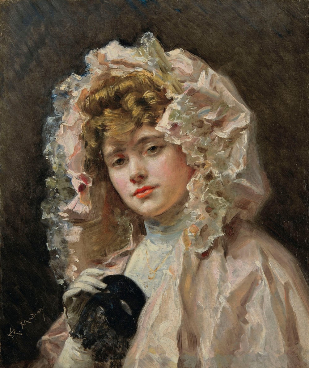 Jeune fille tenant un loup