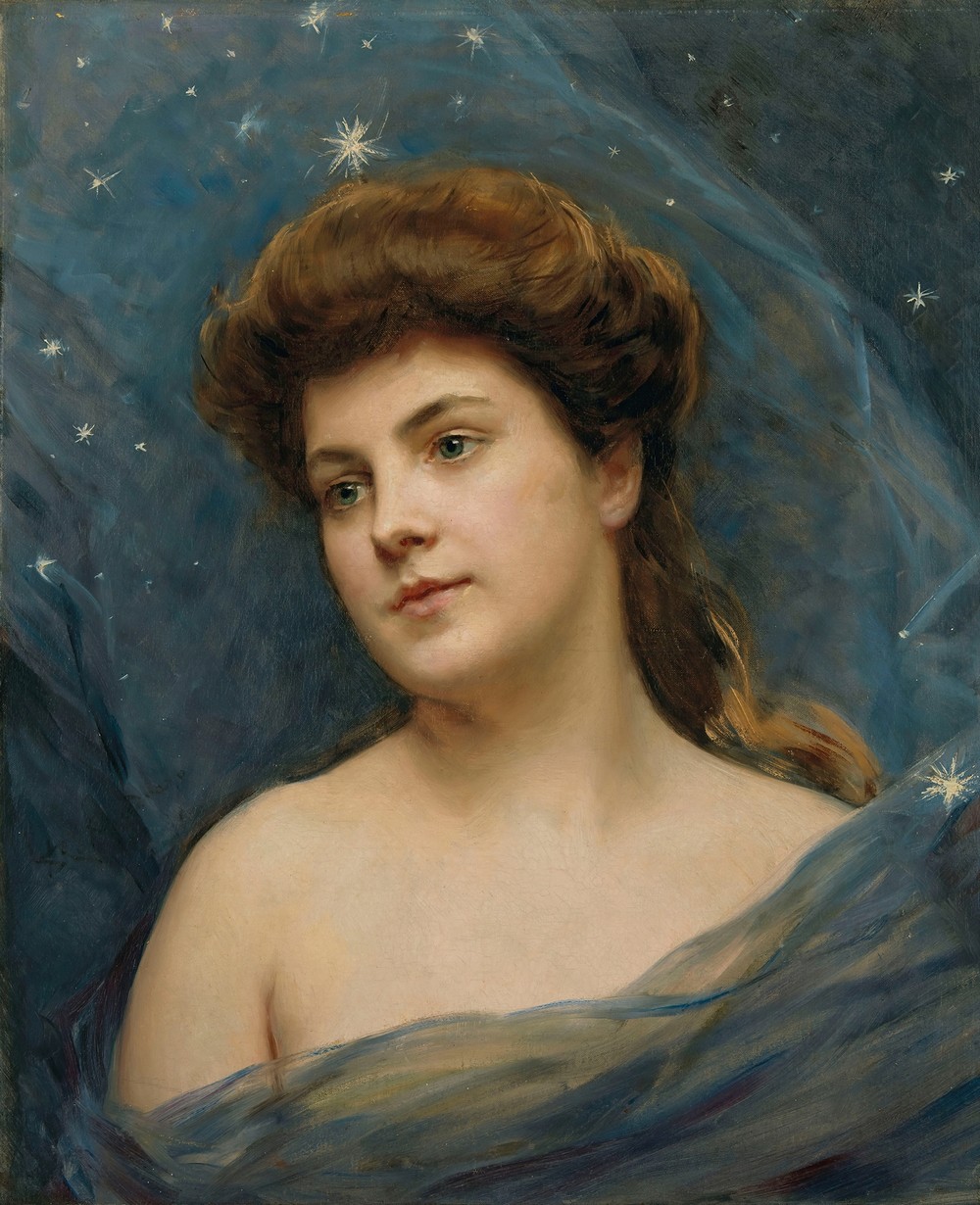 Young woman surrounded by stars