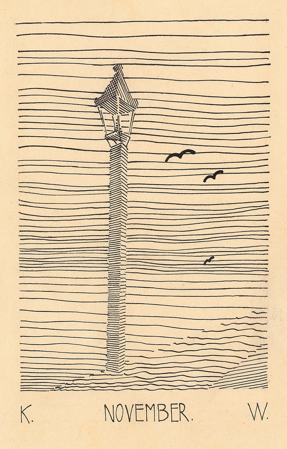 Laterne und drei Vögel (around 1920)