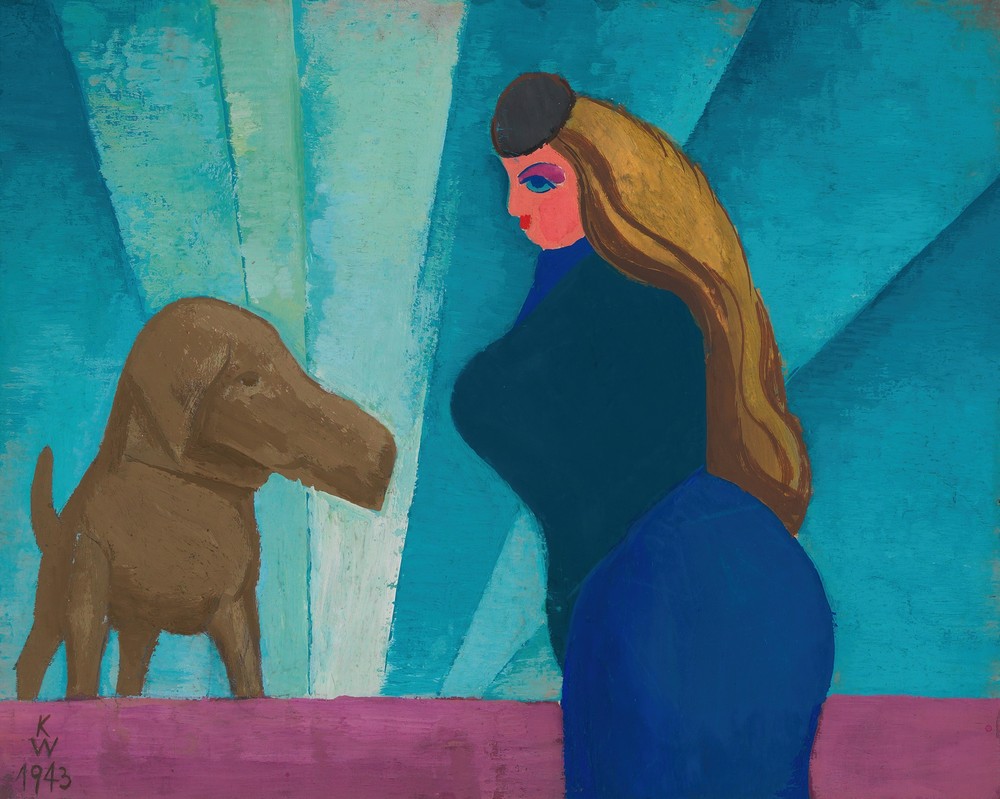 Ohne Titel (Frau und Hund)