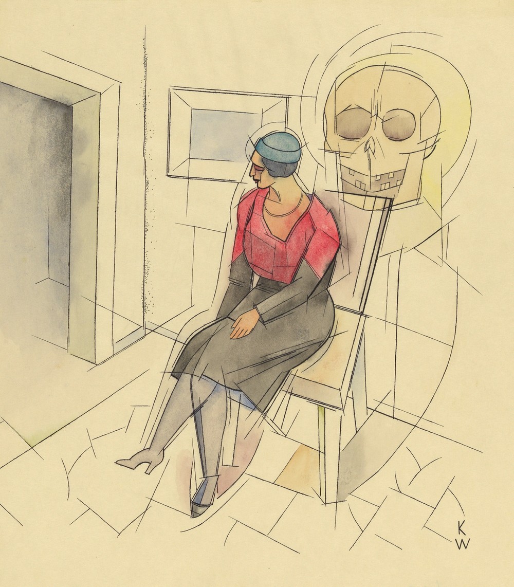 Ohne Titel (sitzende Frau, Totenkopf) (around 1935)